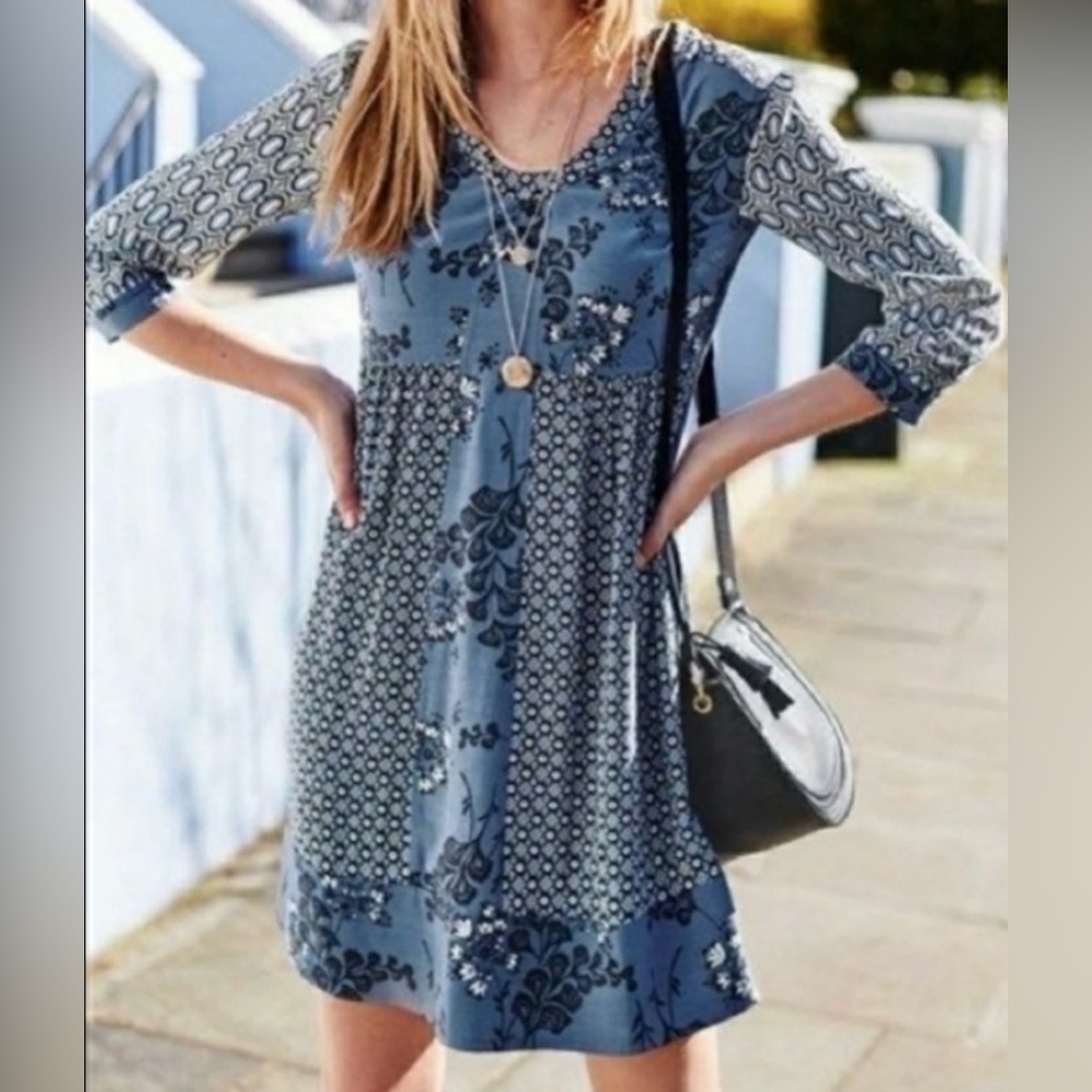 Boden Women’s 6R Molly Blue Floral Viscose Shift Mini Dress